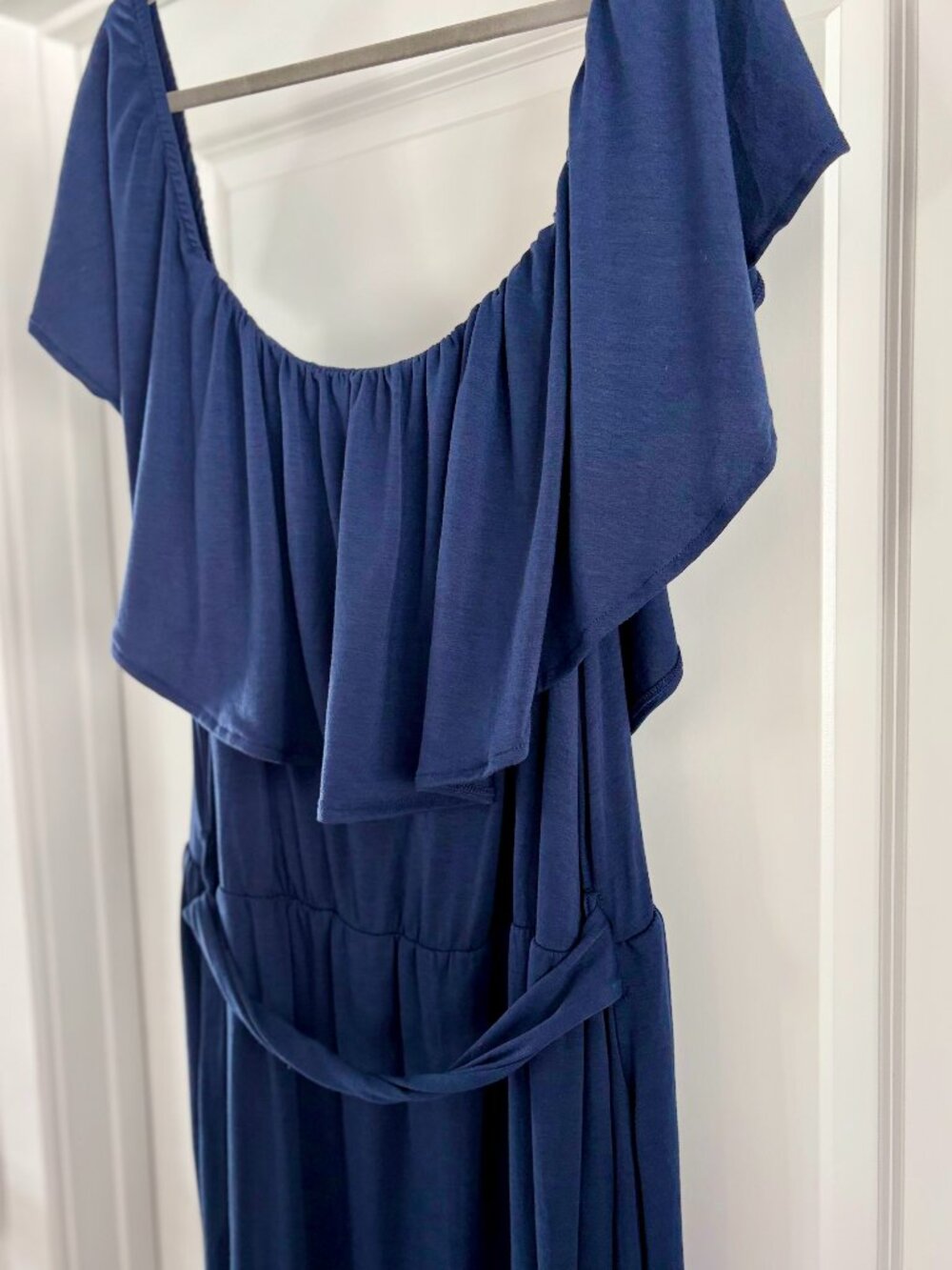 NWT Navy Off Shoulder Maxi Dress With Pockets Size 26 - Picture 3 of 4